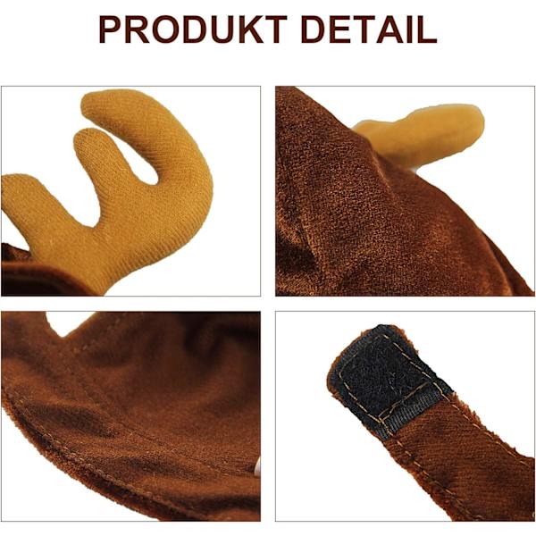 Julemandens Reindeer Kattekostume med Flettet Hat Dyrekostume til Kat
