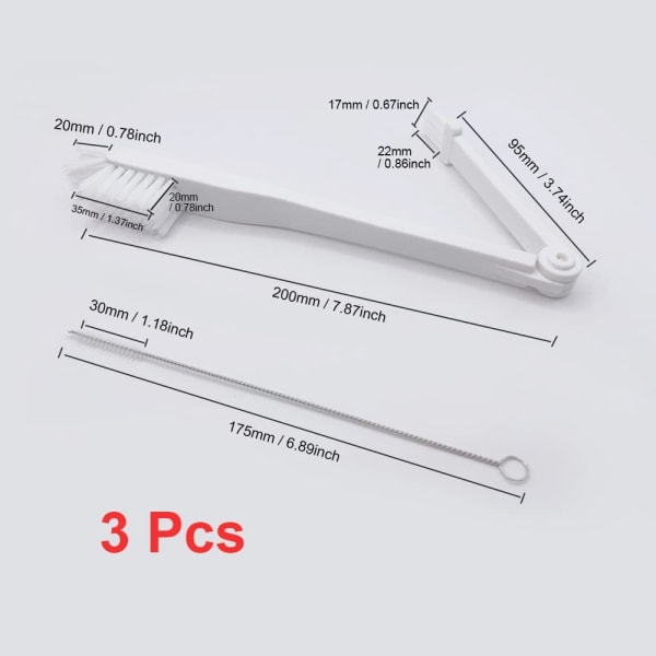 3-pack Multifunktionell Flaskborste - 3 Flaskor och Sugrör Penslar, Spaltborste