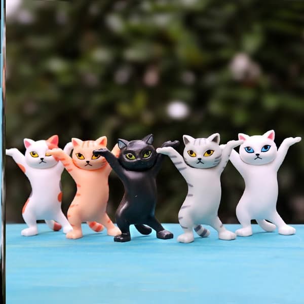 Set med 5 Dansande Katter och Pennställ, Rolig Katt Pennställ, Danc