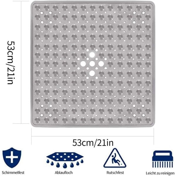 Firkantet sklisikre badematte med sugekopper - slitesterk og stilig