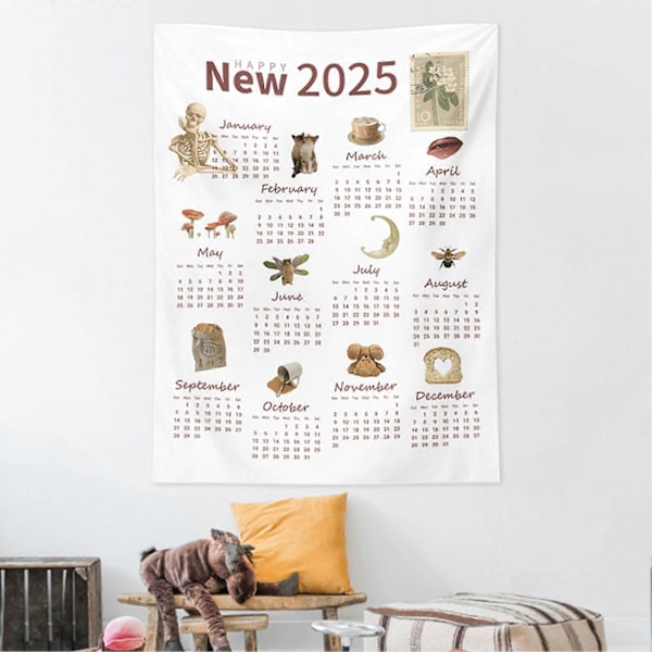 2025 Veggkalender Lettlest Trykk Veggdekorasjon Vaskbar Hjemmekontor Dekor Påminnelse for Viktige Datoer Rektangulær Rivsikker Tapet Kontor C