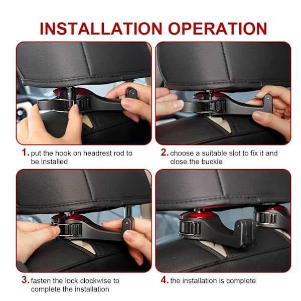 ##/2 stk. røde 2-i-1 autostolskroge##/