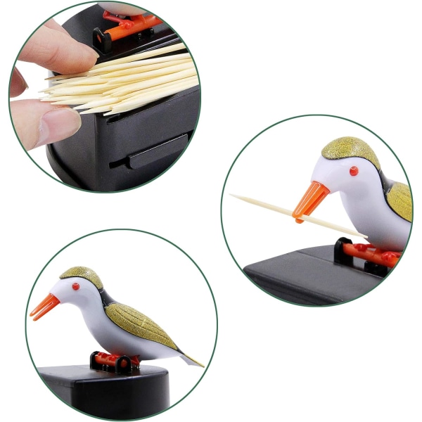 Jucaifu Little bird tannpirker dispenser, kreativ push-type tann