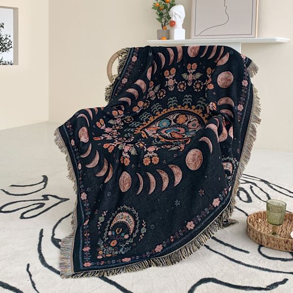 1 kpl 160x130cm Ruudullinen Peitto Kuu Neulotuilla Koristeilla F