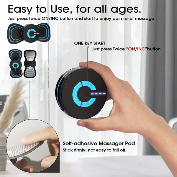2 stk. Mini Massager, Nakkemassager, 6 Metoder Trådløs Elektrisk