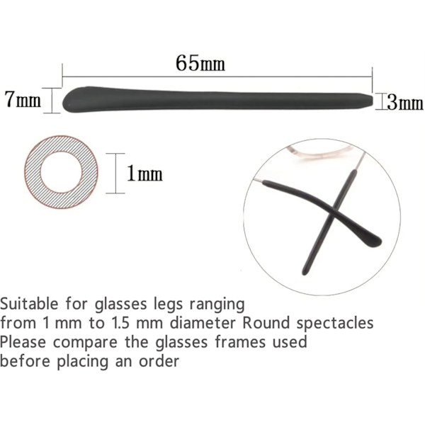 5 Par Farverige Anti-Slip Silikon Brilleglas End Tips