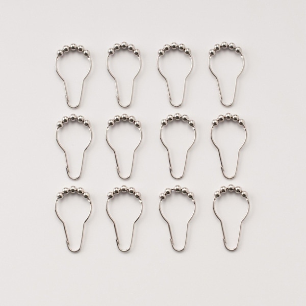 Set med 12 ringar i rostfritt stål för duschdraperi, 69 x 39 mm