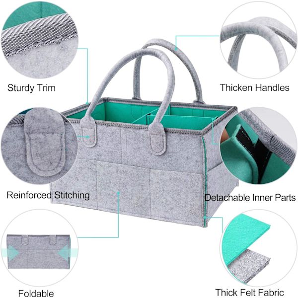 Filtet Baby Oppbevaringskurv, Foldbar Bleieorganisator, Barnehagegave