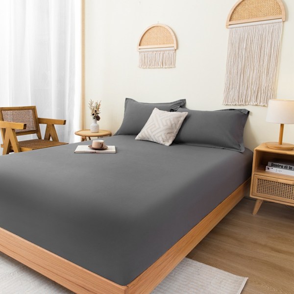 ##/Grå børstet sengetrekk 180cmx220cm, 2 stk putevar##/