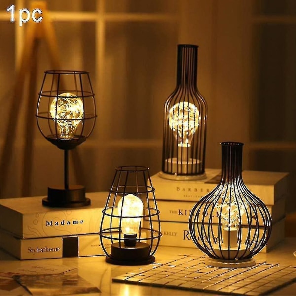 Bordlampe i moderne svart jernnett - Bur-stil