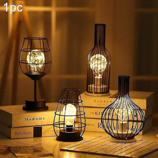 Bordlampe lavet af moderne sort jernwire - Bur-stil