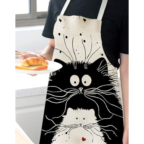 Unisex køkkenforklæde sødt tegneserie grillforklæde Katten