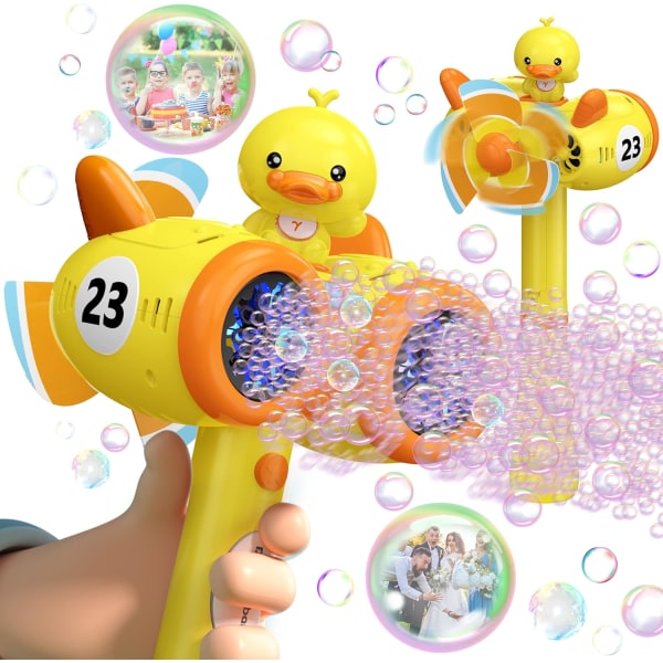 Bubble Gun, 20-håls bubbelmaskin med ljusbubblalösning,