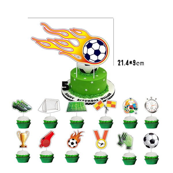 26 stycken fotbollstårta toppers, födelsedagstårta toppers, cupcake I
