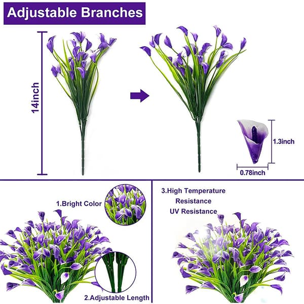 6 stk Kunstige Blomster, Plast UV-Bestandig Silkeblomster, Kunstige