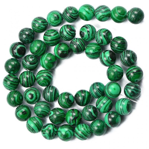 6xgrön Malakit Rund Ädelsten Lösa Pärlor Smycken Gör själv Gör Strand 8mm