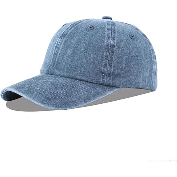 Unisex Basebollkeps i Bomull Passar Män Kvinnor Tvättad Denim Justerbar