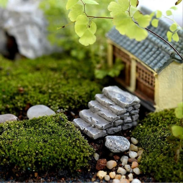 2/4 stk. Resin Hest Skildpadde Vindmølle Miniature Dukkehus Ornament Haveindretning D (2pcs stone step)