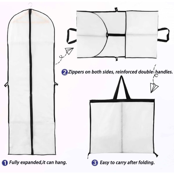 3 stk. Lange Brudekjoleovertræk 60x180cm Aftenkjoleovertræk til B