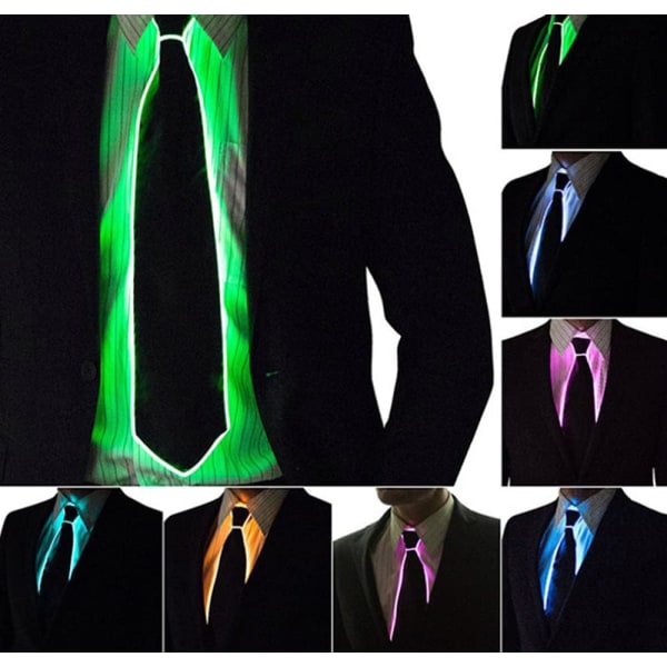 (Grønn)LED Tie Light Up Neck Tie Glow Light Up Neon Led Necktie L