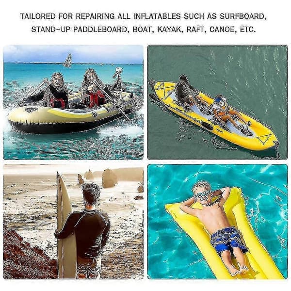 SUP Reparationssæt med PVC-lapper og lim til oppustelige genstande, bærbart stand-up paddleboard reparationssæt med skruenøgle til oppustelig kajak, båd, flåde, surfboard