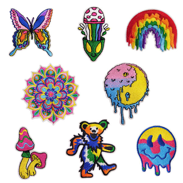 8 stycken broderade strykjärnspåsar, broderade klistermärken strykjärnspåsar