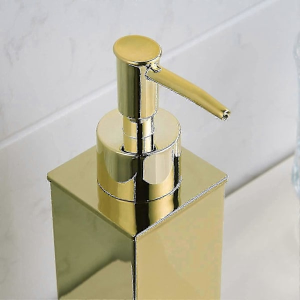 Sæbedispenser, rustfrit stål, flydende, fritstående (guld, firkantet)