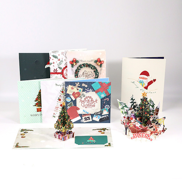 ##/3D Julhälsningskort Kuvert Tomte Renen Snögubbe Tema##/