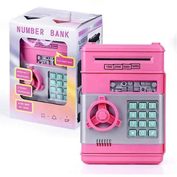 Spargris, elektronisk minibank med passord, kontanter mynt kan S