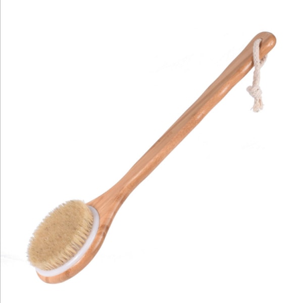 Body Brush, Long Handle Bamboo Wood Scrubber, Boar Bristle Bath