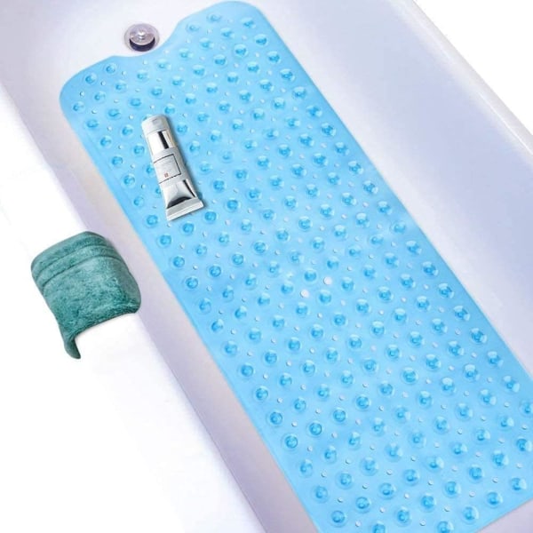 Non-Slip Bath Mat,100cm*40cm,Blue Mildew Resistant,Extra Long,An