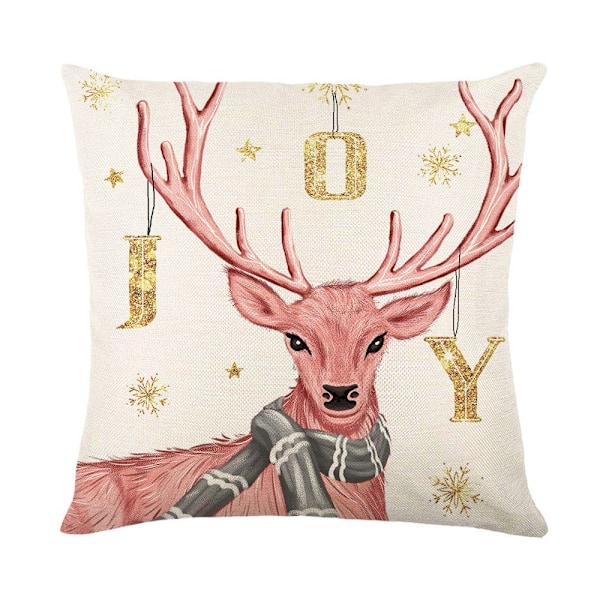 ##/(4 stycken) 4 stycken linne kvadratiska kuddfodral för jul säng soffa##/