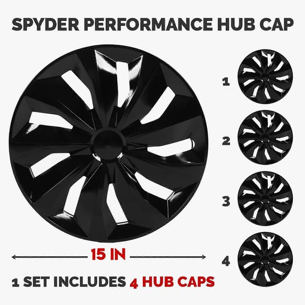 4 stk. hjulkapsler Stilfulde Holdbare Sorte Robuste 15 Tommer Hjulkapsler Erstatning for Peugeot 208