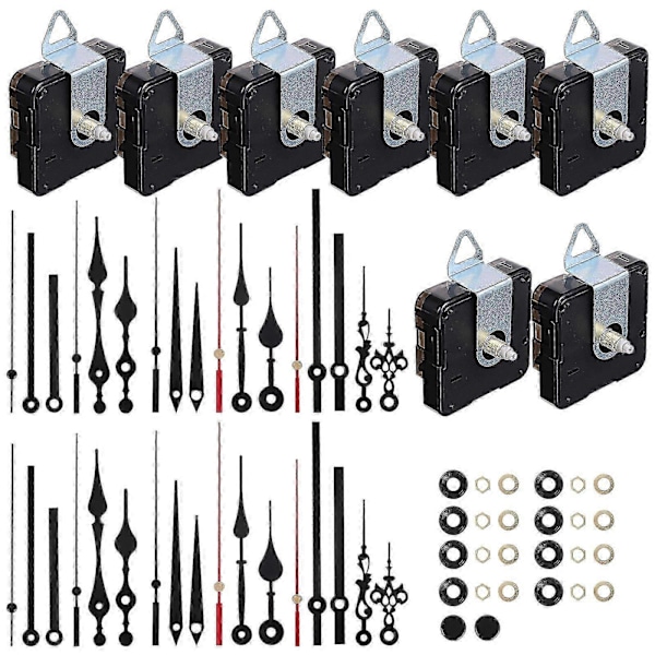 8 Set Klockrörelsemekanismer med Visare DIY Klockreparationsdelar