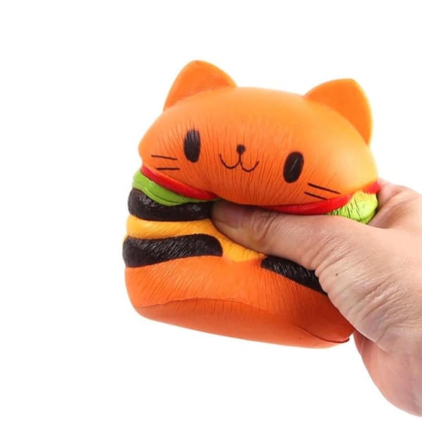 3-pak Hamburger Katt Myke Lekefigurer 3D Squishy Lekefigurer Stressavlastning Klem