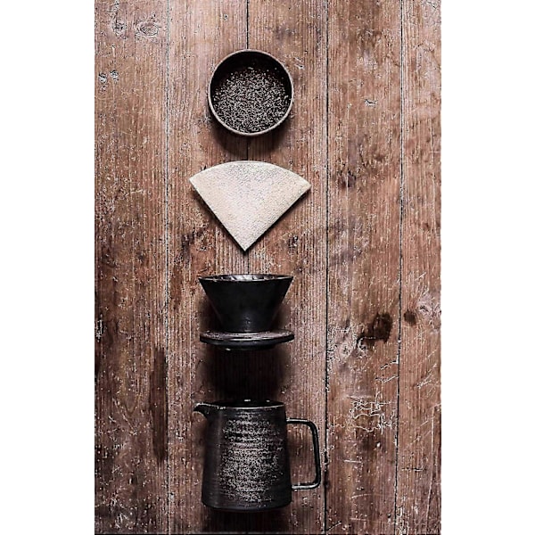 Pour Over Kaffebryggare Set, Keramisk Dripper & Mikrovågsugnsäker Karaff, Retro Metallisk Glasyr, 47 cl