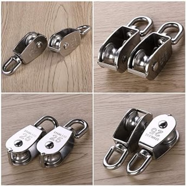 (M25 150kg) 1 st M25 Silver Enkel Hissblock 304 Rostfritt Stål