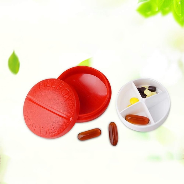 Pyöreä pillerirasia Mini Compact Pill Säilytyslaatikko 4 osasto V