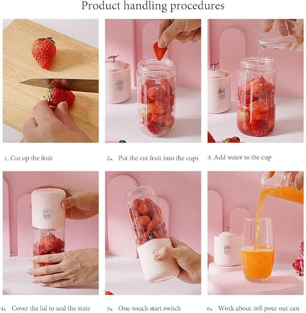 (hvit) juicer blender liten fruktjuicer blender juice extractor Bærbar USB oppladbar 500ml