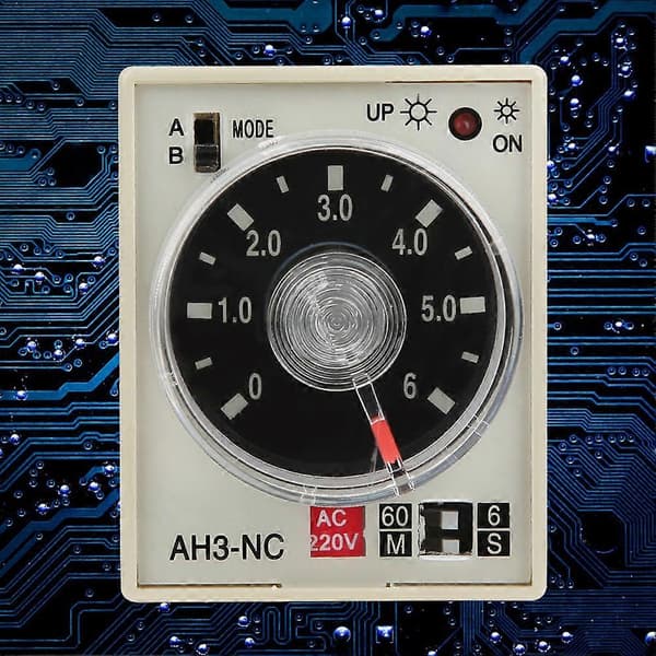 Forsinkelsestidsrelé Mini Multi Tidsperiode Justerbar a B Modus AH3 NC AC220V 50/60Hz