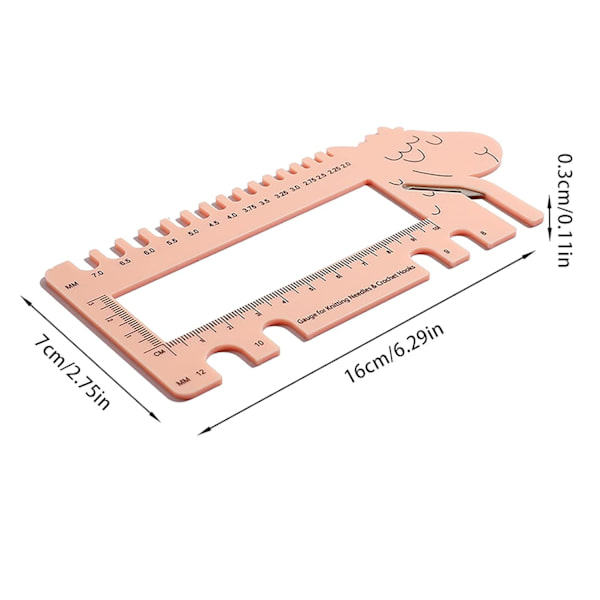 ##/Stickstorleksmätare, Rosa, Plast Stickstorleksmätare Verktyg Linjal Sticka##/