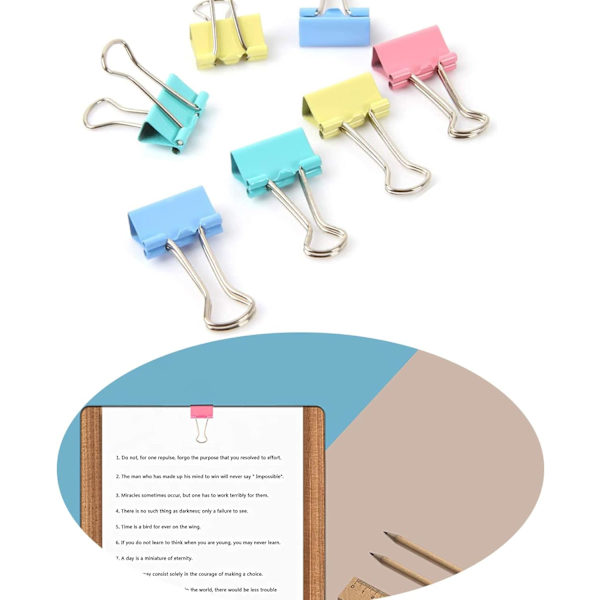 120 stk. Farvede Binderclips Mini 3/5-tommer til Kontoret
