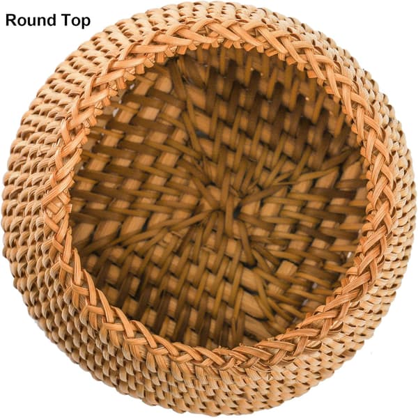 Sett med 2 Rattan Blyantstativ for Skrivebord, Håndlaget Pennekopp