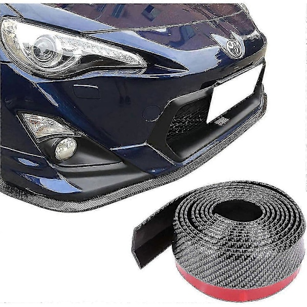 Självhäftande frontspoilerläpp, 2,5M universell tuning frontspoiler skydd tillverkad av kolfiber för personbilar