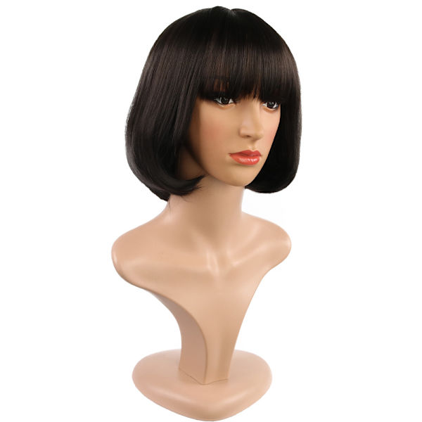 ##/Lys Brun 1 Del Kort Bob Rett Syntetisk Flat Bangs Varmebestandig Vanlig Parykk##/