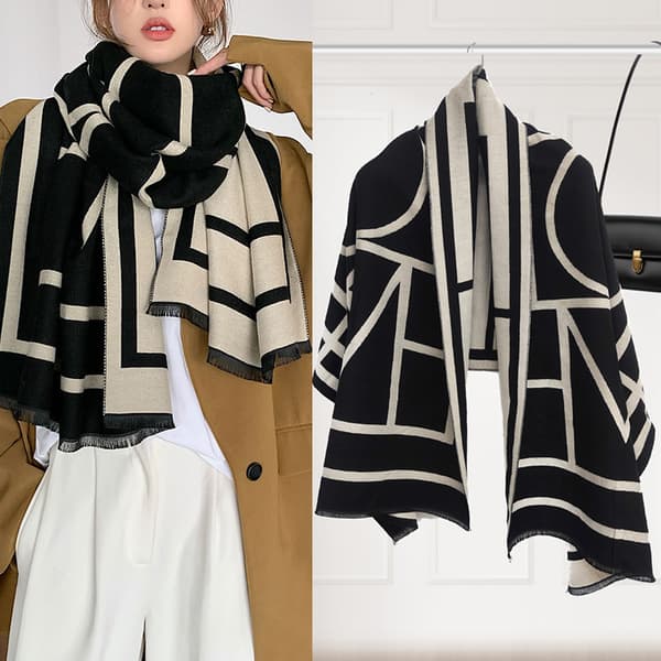 Faux cashmere varmt dobbeltsidig trykt duskesjal 180*70cm