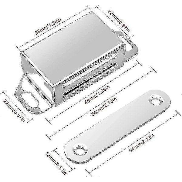 Skapdørmagnet 4 stk. Rustfrie ståldørmagneter Sterke dørmagneter 10 kg med skruer (4 stk. 6 kg)