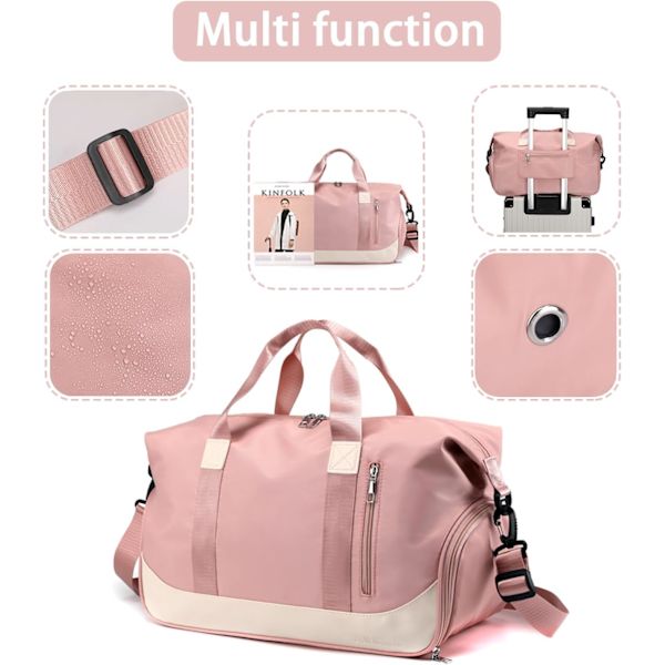 Duffelbag til mænd og kvinder - pink - med skorum og w