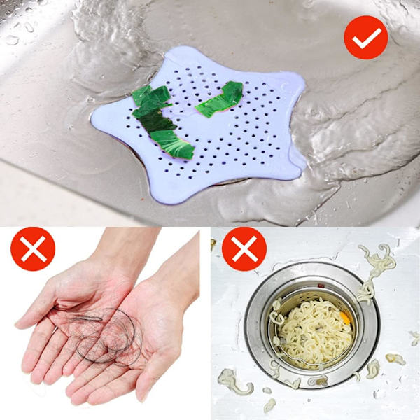 5 stycken silikonavloppsskydd, avloppshårssamlare, duschhårfilter