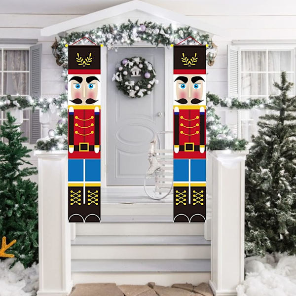 2 kpl joulupukki-lippuja etuoven koristeluun